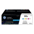 HP 202A, 3-Pack Cyan/Magenta/Yellow Original LaserJet Toner Cartridges