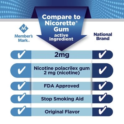 Member's Mark Nicotine Uncoated Gum, Original Flavor, 190 ct., 2 pk.