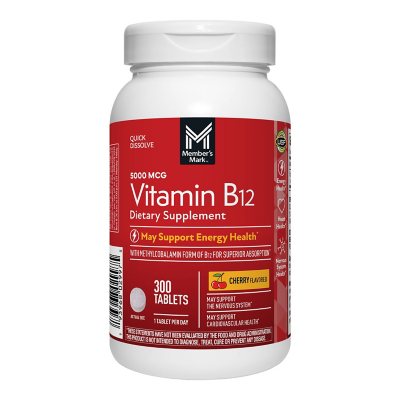 Member's Mark Sublingual Vitamin B12 5000mcg Methylcobalamin, 300 ct.
