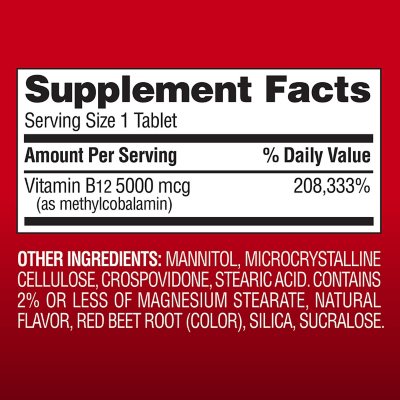 Member's Mark Sublingual Vitamin B12 5000mcg Methylcobalamin, 300 ct.