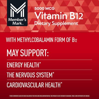 Member's Mark Sublingual Vitamin B12 5000mcg Methylcobalamin, 300 ct.