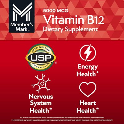 Member's Mark Sublingual Vitamin B12 5000mcg Methylcobalamin, 300 ct.