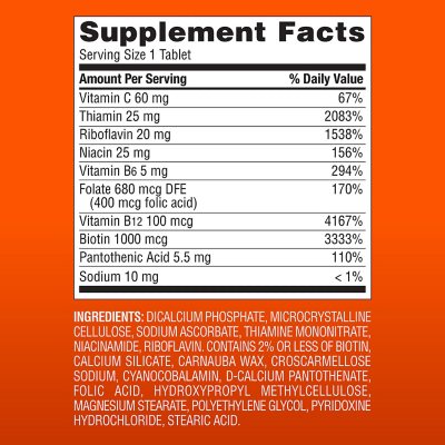 Member's Mark Super B-complex Dietary Supplement Tablets with Biotin, 300 ct.