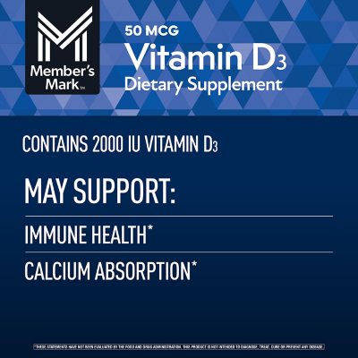Member's Mark Vitamin D3, 50 mcg, 400 ct.