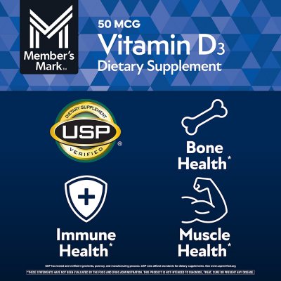 Member's Mark Vitamin D3, 50 mcg, 400 ct.