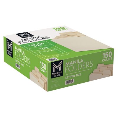 Member's Mark Manila File Folders, Letter, 1/3 Cut Assorted Tabs, 150 per Box