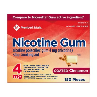 Member's Mark Nicotine Coated Gum 4mg, Cinnamon Flavor, 300 ct.