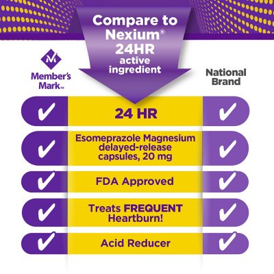 Member's Mark Esomeprazole Magnesium Capsules, 20 mg, 42 ct.