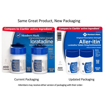 Member's Mark Aller-itin Loratadine Tablets Antihistamine, 10 mg, 400 ct.