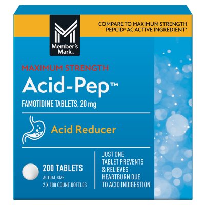 Member’s Mark Acid-Pep Acid Reducer Tablets, 20 mg Famotidine, 100 ct./pk., 2 pk.