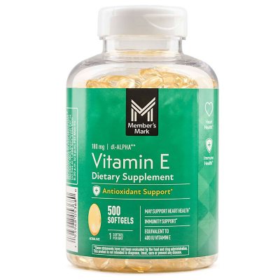 Member's Mark Vitamin E Softgels, 180 mg, 500 ct.