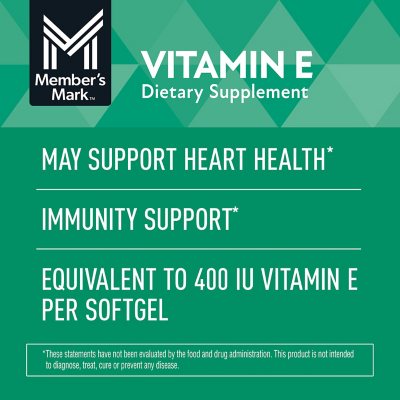 Member's Mark Vitamin E Softgels, 180 mg, 500 ct.