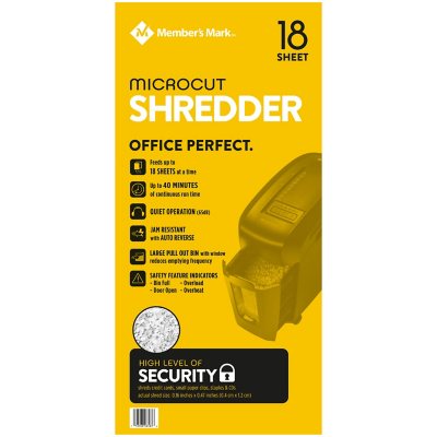 Member's Mark 18-Sheet Micro-Cut Shredder, Quiet Operation