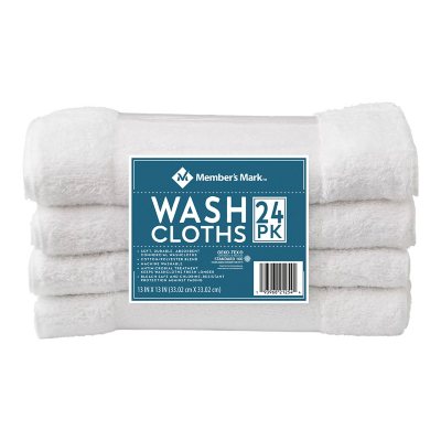 Member's Mark Commercial Hospitality Washcloths, White, 24 pk.