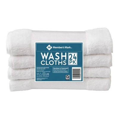 Member's Mark Commercial Hospitality Washcloths, White, 24 pk.