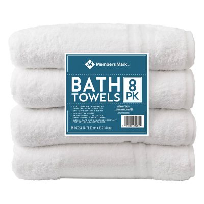 Member's Mark Commercial Hospitality Bath Towels, White, 8 pk.