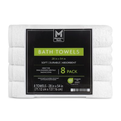 Member's Mark Commercial Hospitality Bath Towels, White, 8 pk.