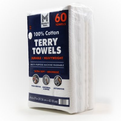 Member's Mark 100% Cotton Terry Towels, 14" x 17" 60 ct.