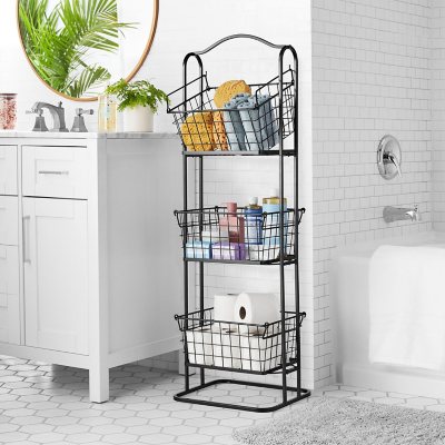 Member's Mark 3-Tier Standing Black Wire Basket