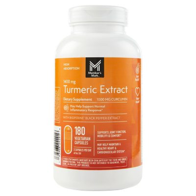 Member's Mark Extra Strength Turmeric Extract Vegetarian Capsules, 1400 mg., 180 ct.