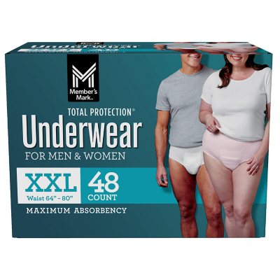 Member's Mark Total Protection Incontinence Underwear for Men and Women, Size - XXL, 48 ct.