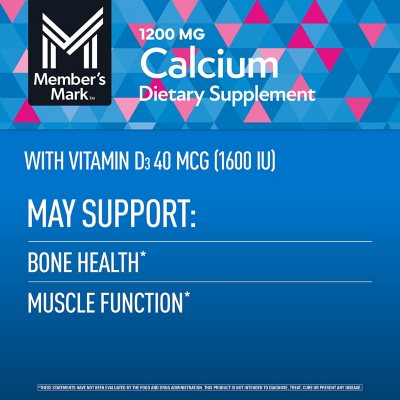Member's Mark Calcium 600 mg. with Vitamin D3 Tablets Dietary Supplement, 600ct.
