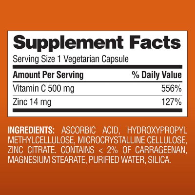 Member's Mark Vitamin C + Zinc 500 mg. Capsules, 400ct.