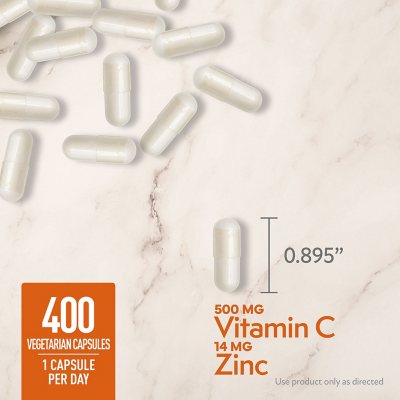 Member's Mark Vitamin C + Zinc 500 mg. Capsules, 400ct.