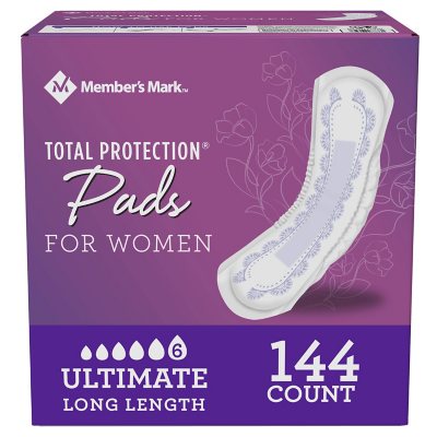 Member's Mark Total Protection Pads for Women, Ultimate Long Length, 144 ct.