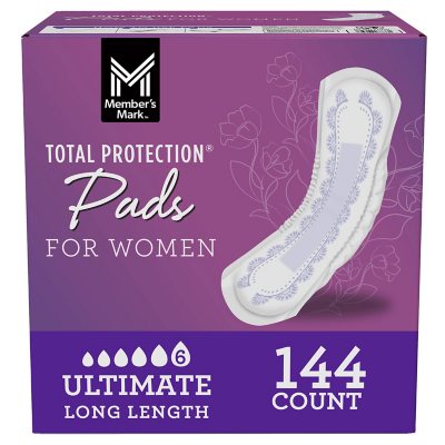 Member's Mark Total Protection Pads for Women, Ultimate Long Length, 144 ct.