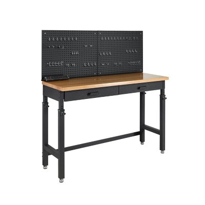 Member's Mark Height Adjustable 2-Drawer Workbench with Pegboard, 60" W x 20" D x 37.5"- 41.5" H