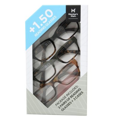 Member's Mark Rectangular Reading Glasses, 3pk.