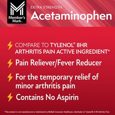 Member's Mark Arthritis Pain Extended Release Tablets, 650 mg Acetaminophen, 200 ct./pk., 2 pk.