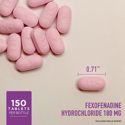 Member's Mark Allergy Relief Fexofenadine HCl Tablets USP, 180 mg, 150 ct.