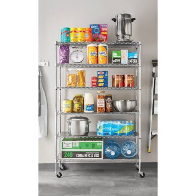 Member's Mark 6-Tier NSF Heavy Duty Wire Shelving, 47.75" W x 18" D x 75.5" H