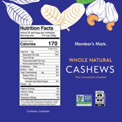 Member's Mark Whole Natural Cashews, 26 oz.
