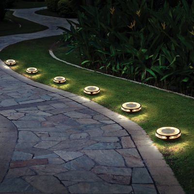 Member's Mark 6-Pack Matte Black LED Solar Disc Lights - 30 Lumens
