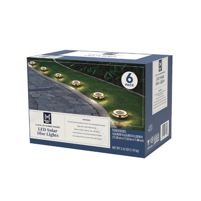 Member's Mark 6-Pack Matte Black LED Solar Disc Lights - 30 Lumens