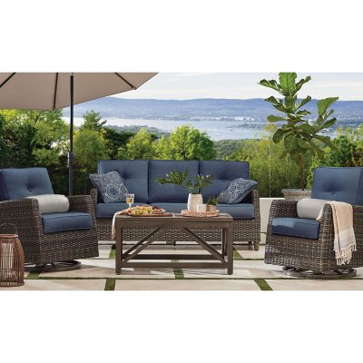 Member's Mark Fremont 4-Piece Patio Deep Seating Set with Sunbrella Fabric, Indigo