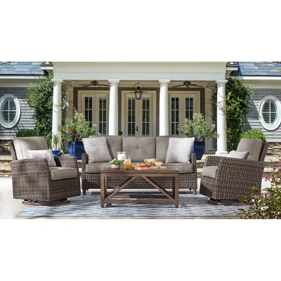 Member's Mark Fremont 4-Piece Patio Deep Seating Set with Sunbrella Fabric - Slate Grey