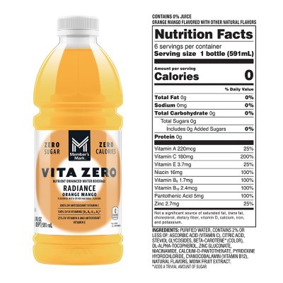 Member's Mark Vita Zero Water Variety Pack 20 fl. oz., 24 pk.