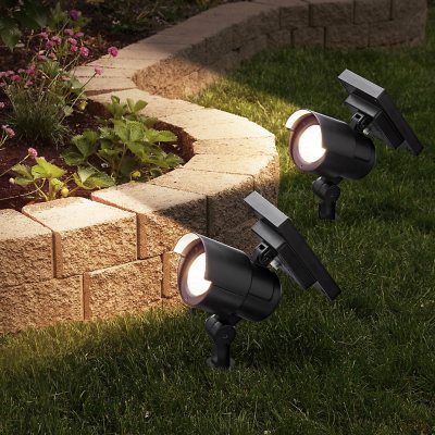 Member's Mark 2-Piece LED Solar Spot Lights - Matte Black