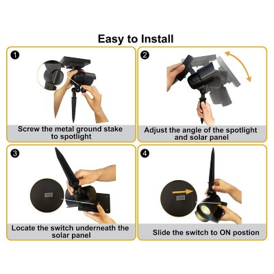 Member's Mark 2-Piece LED Solar Spot Lights - Matte Black