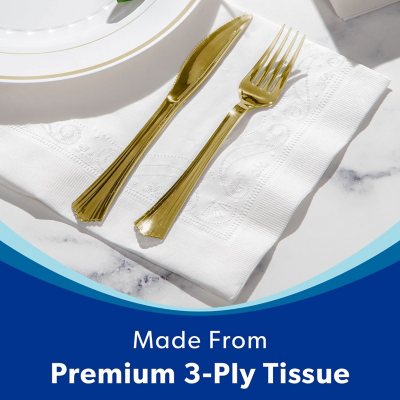 Member's Mark Premium White 3-Ply Dinner Napkins, 15" x 17" 80/pk., 4 pk