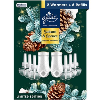Glade PlugIns Scented Oil, Balsam & Spruce, 2 Warmers + 6 Refills