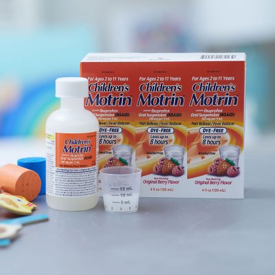 Children's Motrin Pain Reliever/Fever Reducer NSAID, 100 mg Ibuprofen, Original Berry 4 oz., 3 pk.