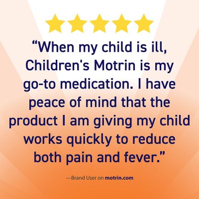 Children's Motrin Pain Reliever/Fever Reducer NSAID, 100 mg Ibuprofen, Original Berry 4 oz., 3 pk.