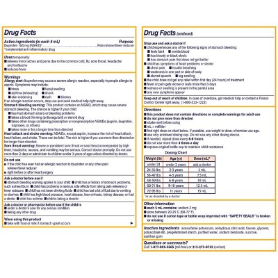 Children's Motrin Pain Reliever/Fever Reducer NSAID, 100 mg Ibuprofen, Original Berry 4 oz., 3 pk.