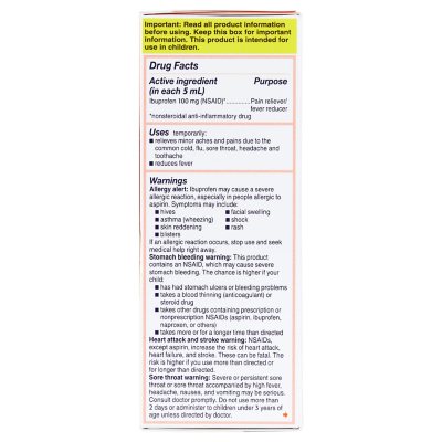 Children's Motrin Pain Reliever/Fever Reducer NSAID, 100 mg Ibuprofen, Original Berry 4 oz., 3 pk.