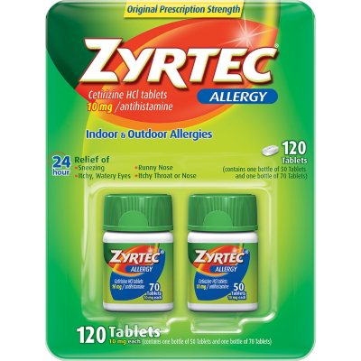 Zyrtec Antihistamine Allergy Tablets, 10 mg 120 ct.